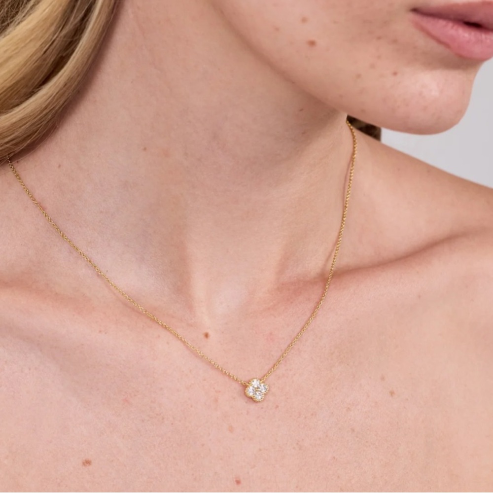 Electric Picks Elegant Gold Necklace with Diamond Pendant